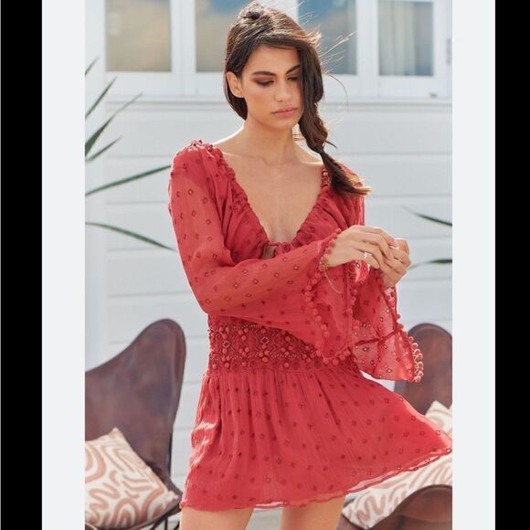 Free People Della Sole Cutout Mini Dress Size S/P - Picture 2 of 11